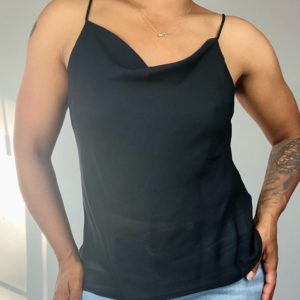 Cathy Hardwick Spaghetti Strap Black Blouse